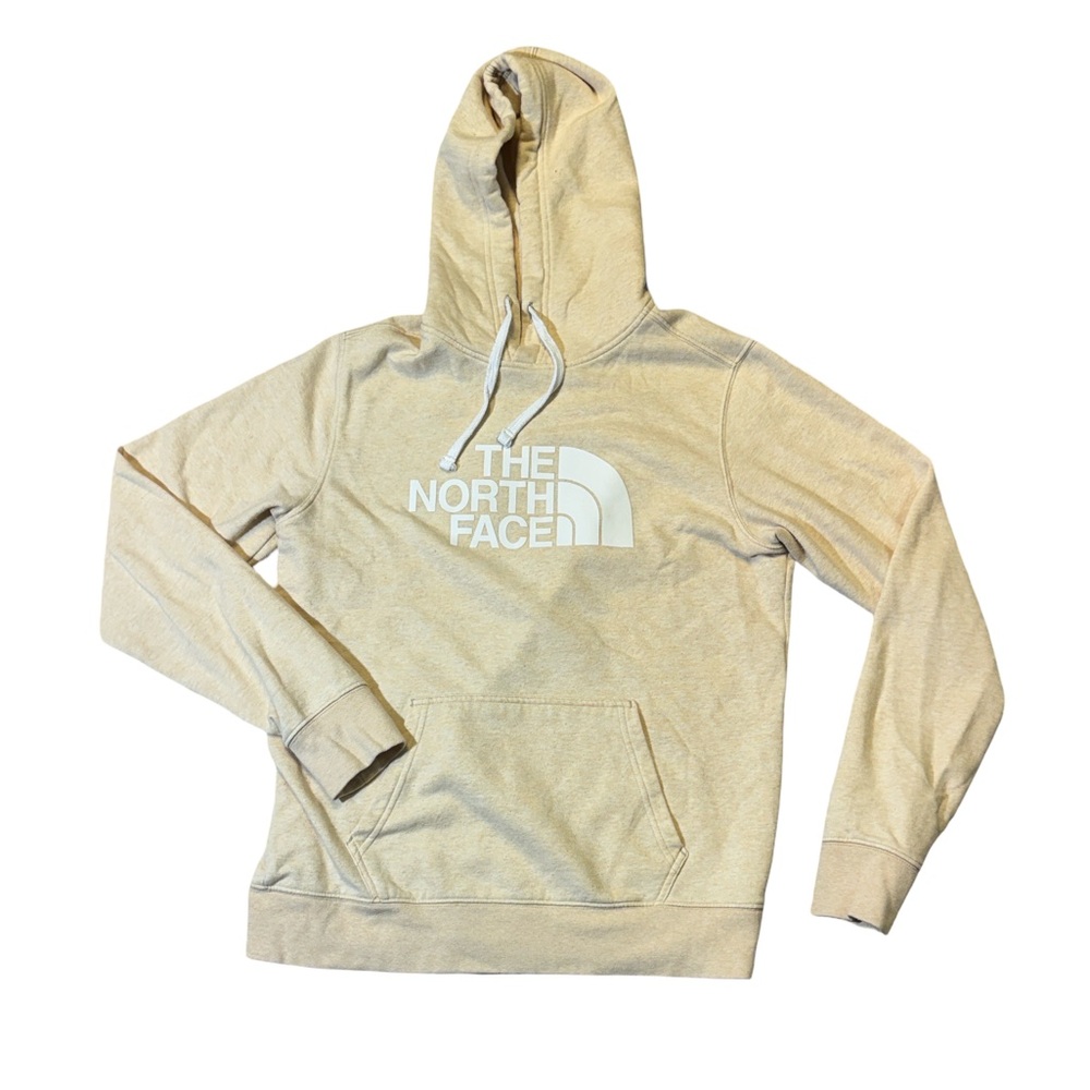 The North Face mens S Small cream fleece cotton blend pullover hoodie EUC